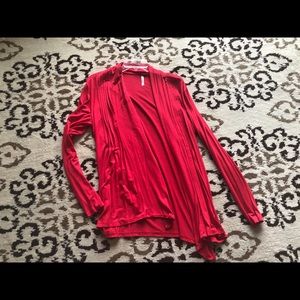 Red open front cardigan